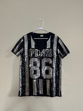 💍🩶🤑💰🪙Hard to Find PINK Victoria's Secret Black & Silver Sequin Jersey